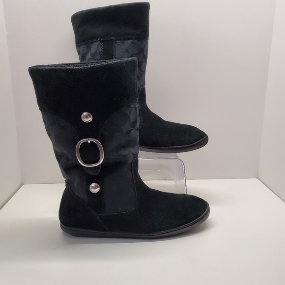 Coach Black Suede & Canvas Boots - Picture 1 of 12